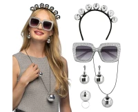 Set Disco (diadem, party glasses, necklace, ring and earrings)
